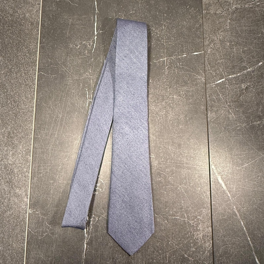 Vintage Lauren Ralph Lauren Mens Tie | Blue Cotton Silk Textured Solid | Y2K - Picture 4 of 7